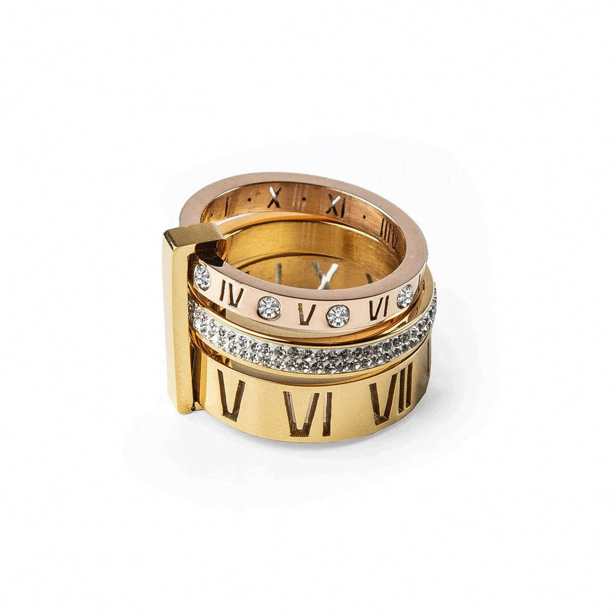 Triple Band Ring with Roman Numerals
